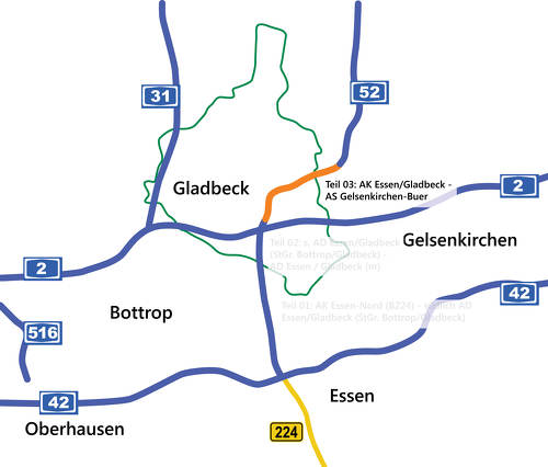 Der dritte Bauabschnitt des Ausbaus der B224 zur A52