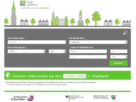Screenshot der Internetseite Frühe Hilfen NRW